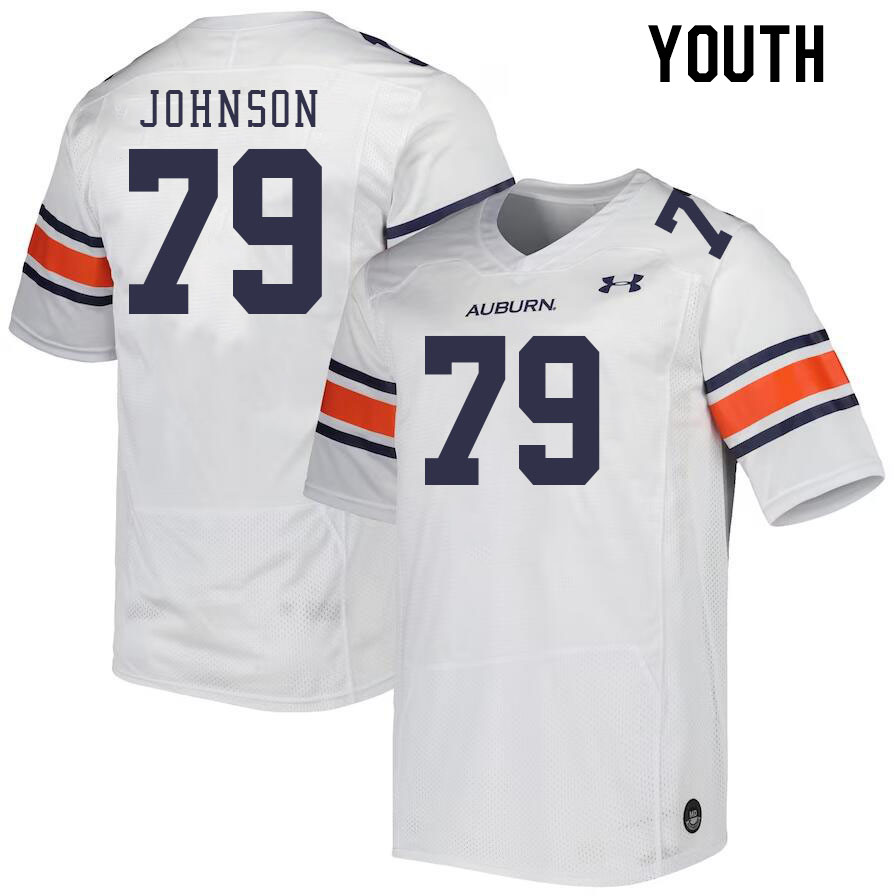 Youth #79 Tyler Johnson Auburn Tigers College Football Jerseys Stitched Sale-White - Click Image to Close